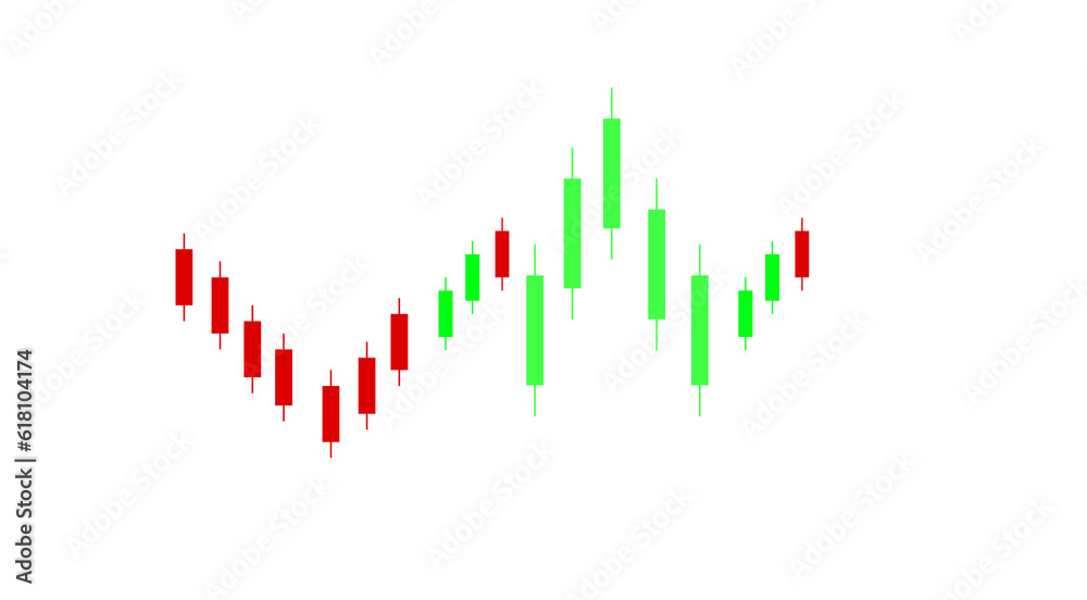 Candlestick trading graph isolated on png or transparent  background, investing stocks market,buy and sell sign candlestick, vector illustration