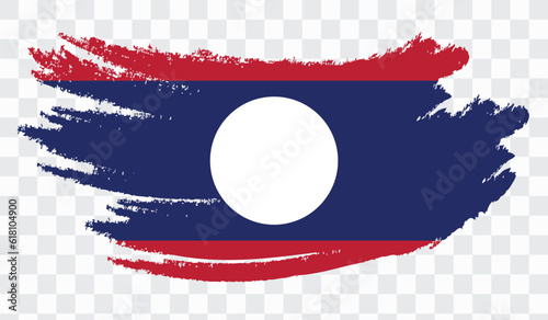 Grunge brush stroke with LAOS national flag. Watercolor painting flag,poster, banner of the national flag. Style watercolor drawing. Vector isolated on transparent background.