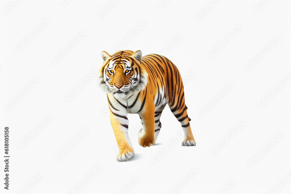 Obraz premium A Tiger walking on isolated background 3d render