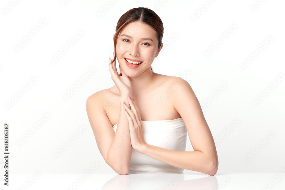 Beautiful young asian woman with clean fresh skin on white background, Face care, Facial treatment, Cosmetology, beauty and spa, Asian women portrait. Beautiful young asian woman with clean fresh skin on white background, Face care, Facial treatment, Cosmetology, beauty and spa, Asian women portrait.