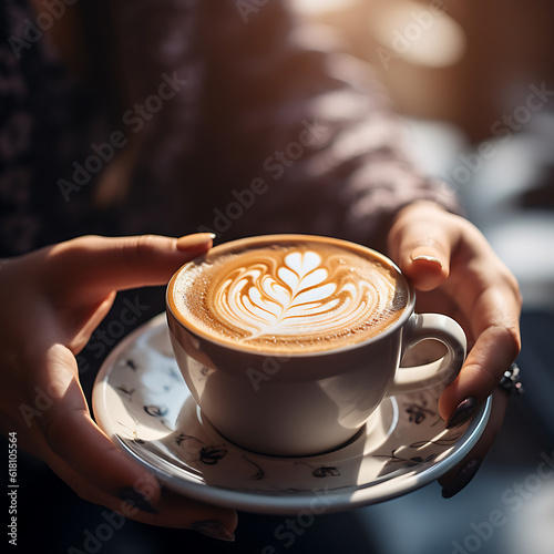 hands holding a cup of coffee ,ai generated 