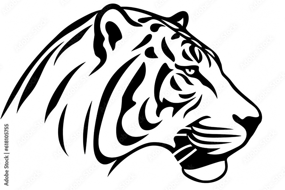 A Tiger black and white illustration