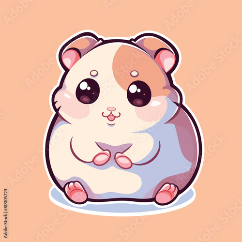 Illustration of an adorable cartoon hamster on a pink background