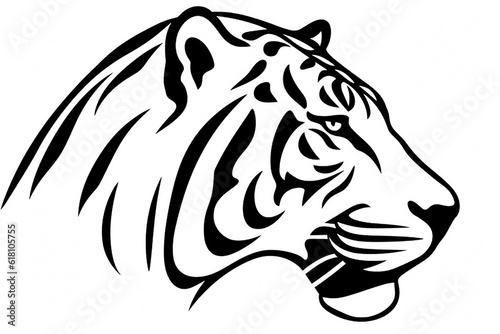 A Tiger black and white illustration