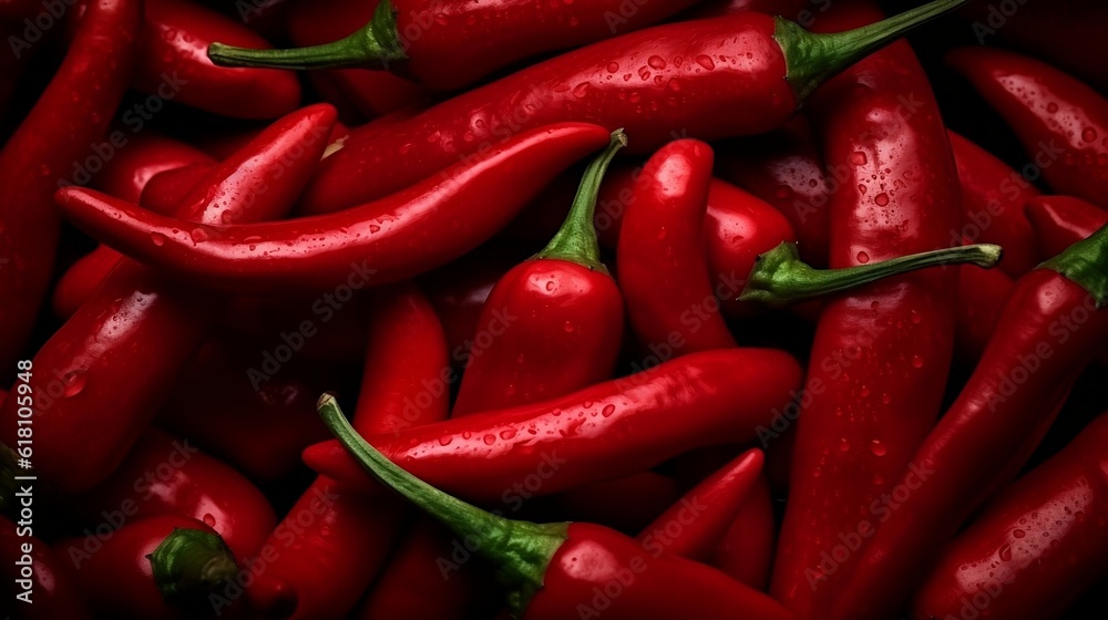 an image of red chili peppers in a pile, in the style of thick texture, generative AI