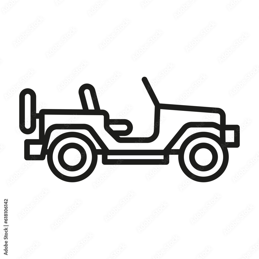 Military open jeep icon. Icon heavy vehicle for armed forces.