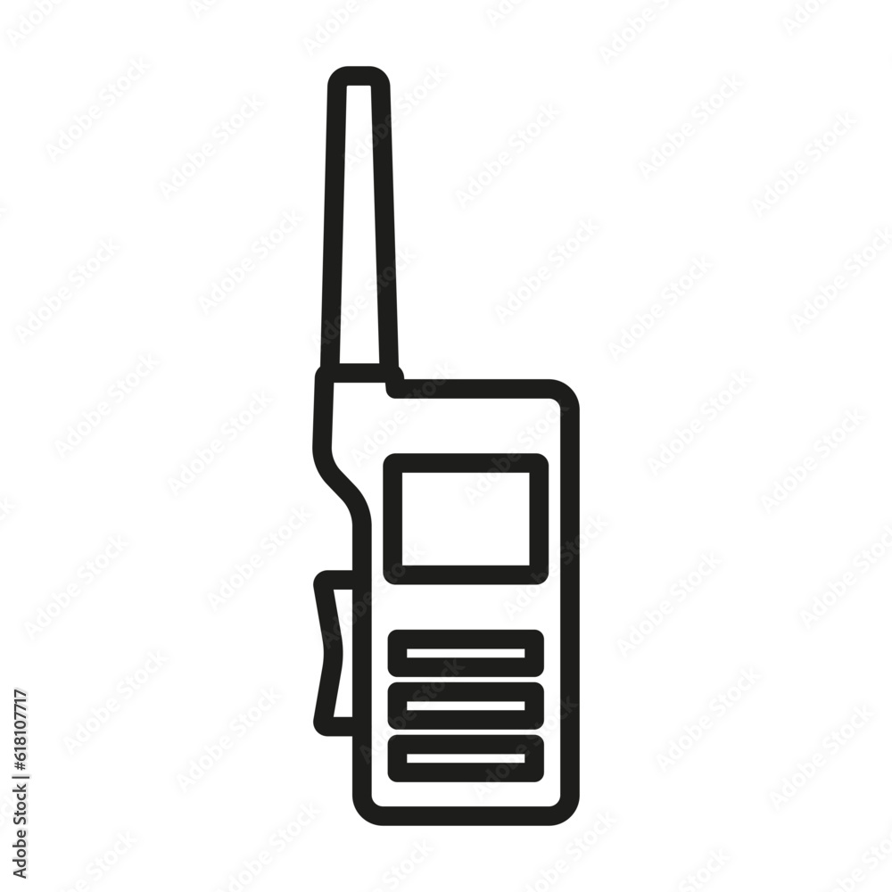 Walkie talkie vector icon. Isolated black thin line icon radio walkie. Walkie talkie vector icon. Isolated black thin line icon radio walkie.