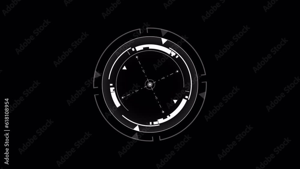 HUD Circle Target Searching on isolated black background. Futuristic circular scanning elements. HUD Circle Target Searching on isolated black background. Futuristic circular scanning elements.