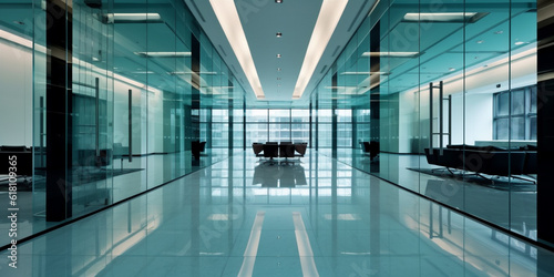 glass reflect in the modern business office