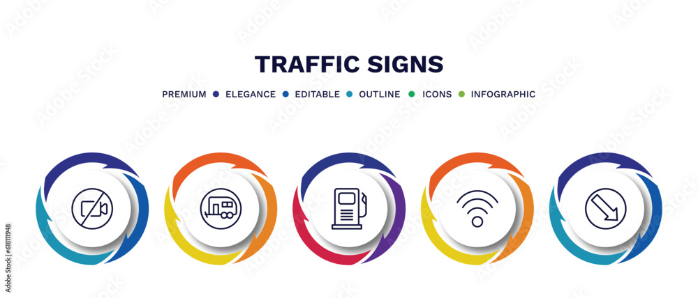 set of traffic signs thin line icons. traffic signs outline icons with infographic template. linear icons such as no video, caravan, gasoline, , keep right vector. set of traffic signs thin line icons. traffic signs outline icons with infographic template. linear icons such as no video, caravan, gasoline, , keep right vector.