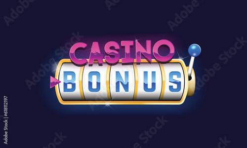 Casino logo, sign. Casino slots machine template. Gamble, Casino, Slots design. Vector illustration