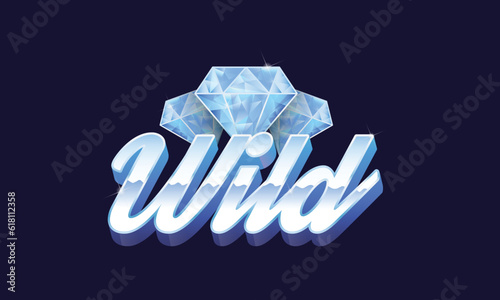 Casino, Slots logo, sign. Wild symbol with diamonds for slots machine. Gamble, Casino, Slots design. Vector illustration  