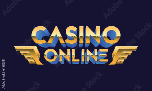 Casino online glow logo, sign. Golden casino sign. Gamble, Casino, Slots design element. Vector illustration