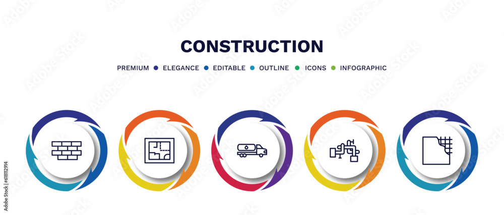 set of construction thin line icons. construction outline icons with ...