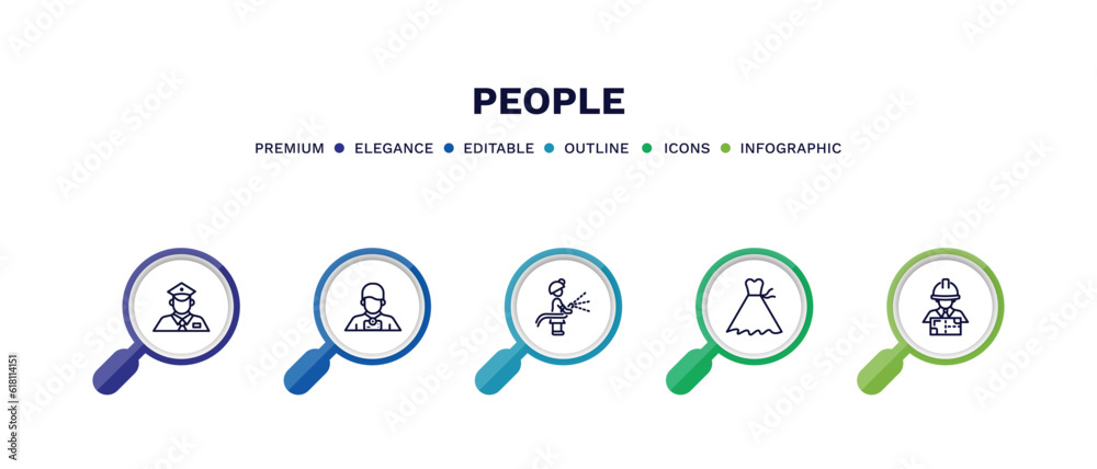 set of people thin line icons. people outline icons with infographic template. linear icons such as policeman working, photographer working, firefighter working, bridesmaids, architech vector. set of people thin line icons. people outline icons with infographic template. linear icons such as policeman working, photographer working, firefighter working, bridesmaids, architech vector.