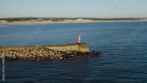 Aerial Panoramic around North Breakwater Lighthouse of Vila do Conde photo