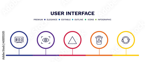 set of user interface thin line icons. user interface outline icons with infographic template. linear icons such as online gambling, viewer, triangular, recycling container, updating arrow vector.
