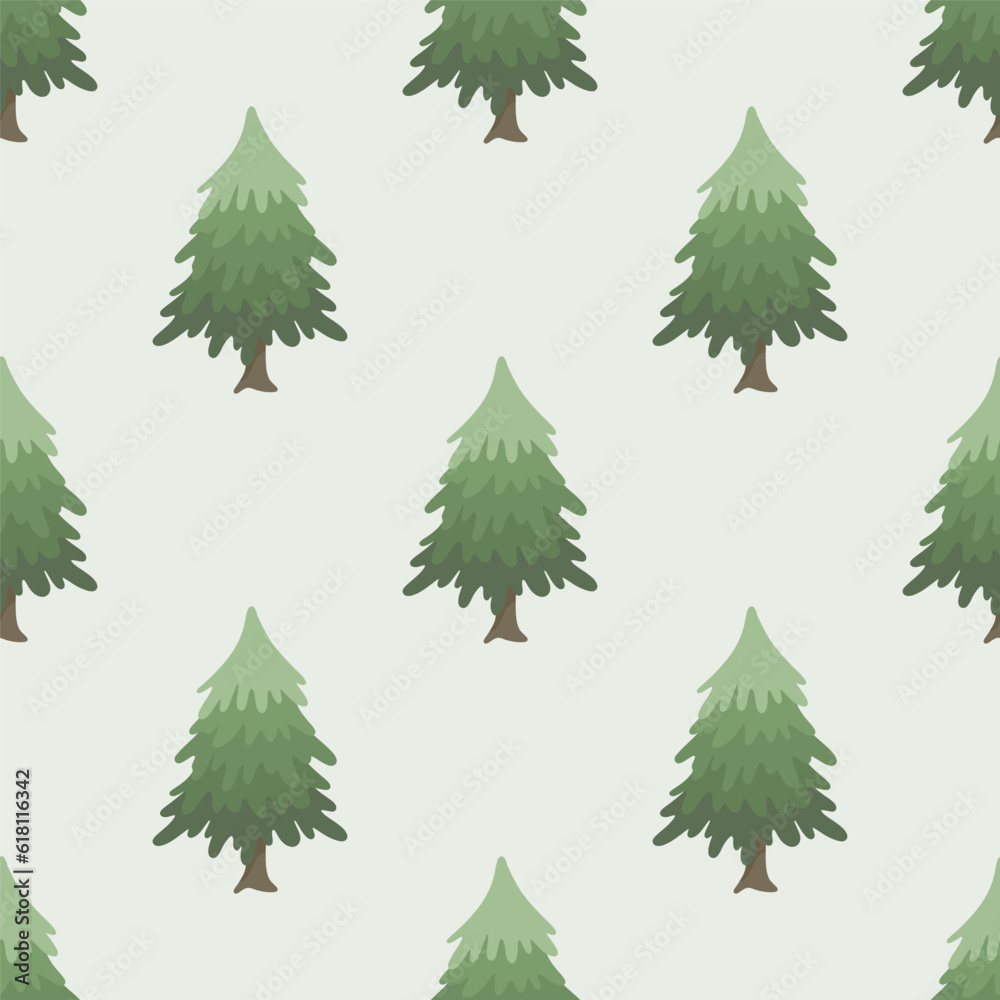 Seamless pattern of pine trees or fir trees.