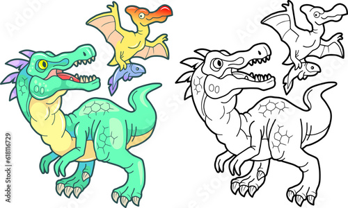 funny prehistoric dinosaurs, illustration design