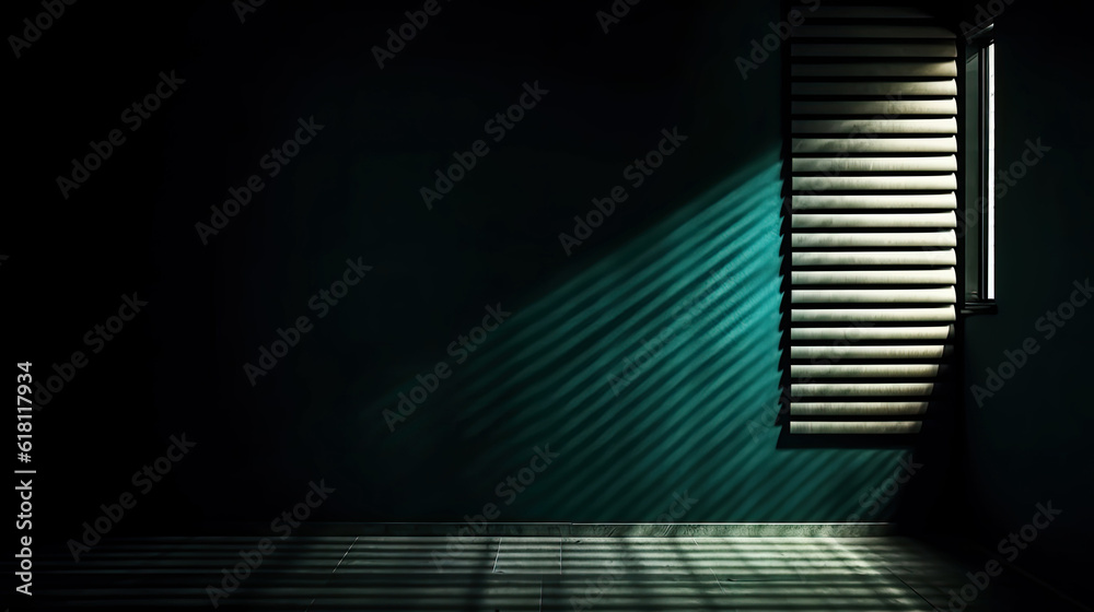 Empty room with shadows of window. Generative AI Empty room with shadows of window. Generative AI