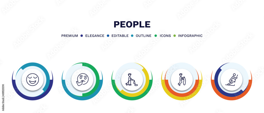 set of people thin line icons. people outline icons with infographic template. linear icons such as relieved smile, thinking smile, man vacuuming, playing with a rope, ski stick man vector. set of people thin line icons. people outline icons with infographic template. linear icons such as relieved smile, thinking smile, man vacuuming, playing with a rope, ski stick man vector.