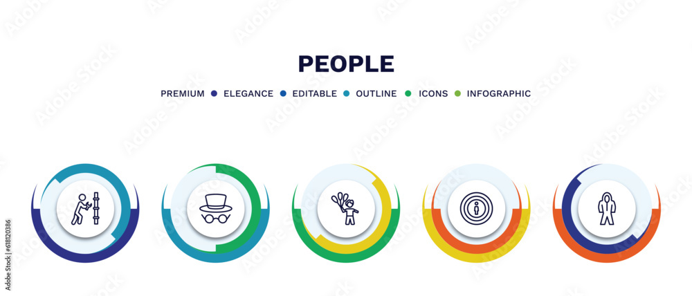 set of people thin line icons. people outline icons with infographic template. linear icons such as plumber working, hat and glasses, man child and balloons, man with target, protective suit vector. set of people thin line icons. people outline icons with infographic template. linear icons such as plumber working, hat and glasses, man child and balloons, man with target, protective suit vector.