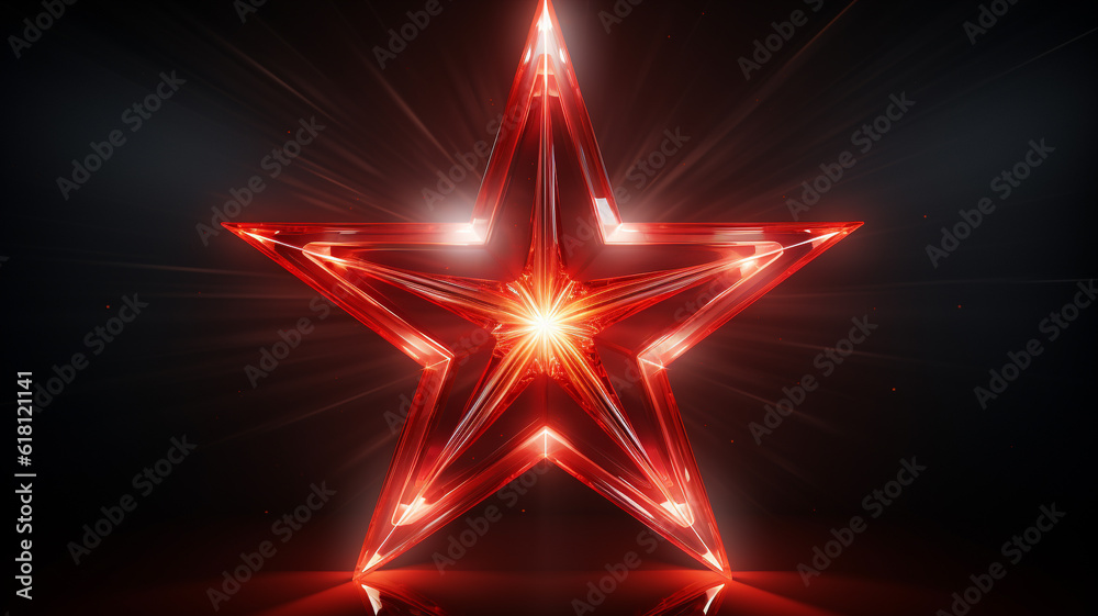 roter Stern mit Lichteffekten auf dunklem Hintergrund. Querformat. Generative Ai. roter Stern mit Lichteffekten auf dunklem Hintergrund. Querformat. Generative Ai.