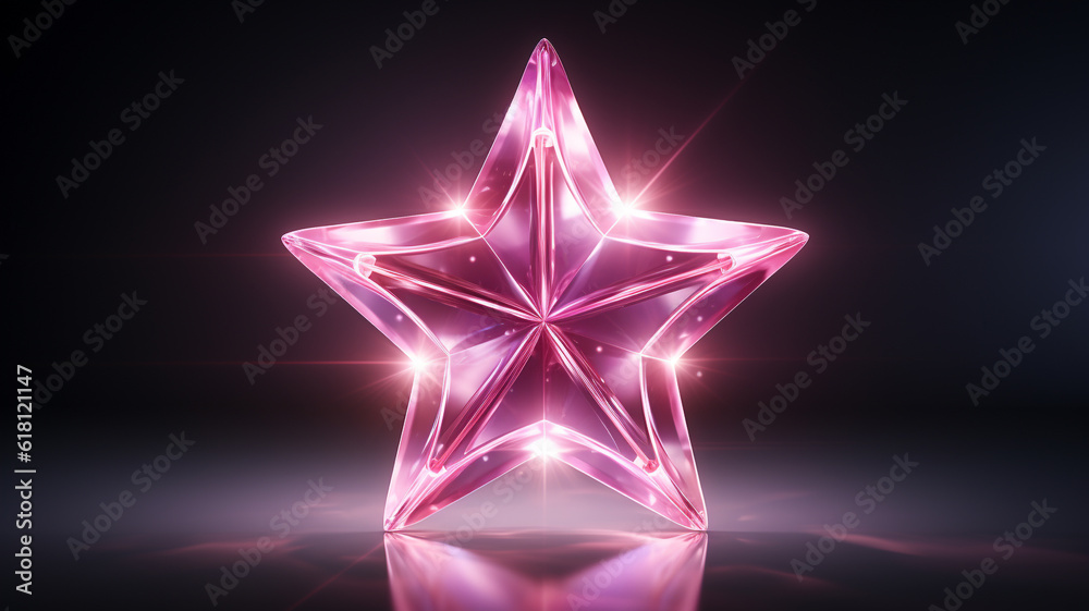 rosa pink Stern mit Lichteffekten auf dunklem Hintergrund. Querformat. Generative Ai. rosa pink Stern mit Lichteffekten auf dunklem Hintergrund. Querformat. Generative Ai.