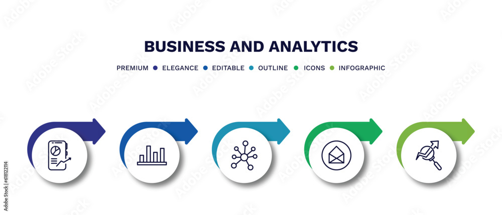 set of business and analytics thin line icons. business and analytics outline icons with infographic template. linear icons such as mobile stock data, bar stats, connected data, business card, stock set of business and analytics thin line icons. business and analytics outline icons with infographic template. linear icons such as mobile stock data, bar stats, connected data, business card, stock