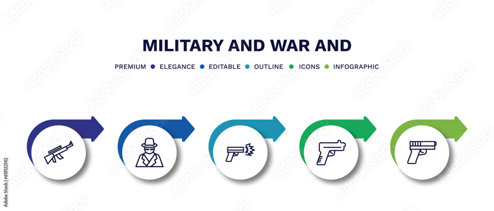 set of military and war and thin line icons. military and war outline icons with infographic template. linear icons such as rifle, secret agent, gun shooting, gun, vector. set of military and war and thin line icons. military and war outline icons with infographic template. linear icons such as rifle, secret agent, gun shooting, gun, vector.