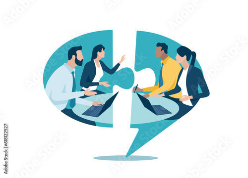 Discussion.  Agreement. Negotiating an agreement. Business vector illustration

