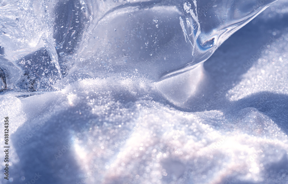 Macro photo of transparent light blue ice of frozen Baikal lake. Beautiful winter nature background with copy space. Macro photo of transparent light blue ice of frozen Baikal lake. Beautiful winter nature background with copy space.