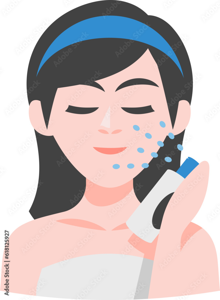 Woman Skin Care Routine Illustration Woman Skin Care Routine Illustration