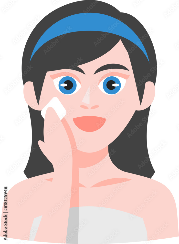 Woman Skin Care Routine Illustration Woman Skin Care Routine Illustration