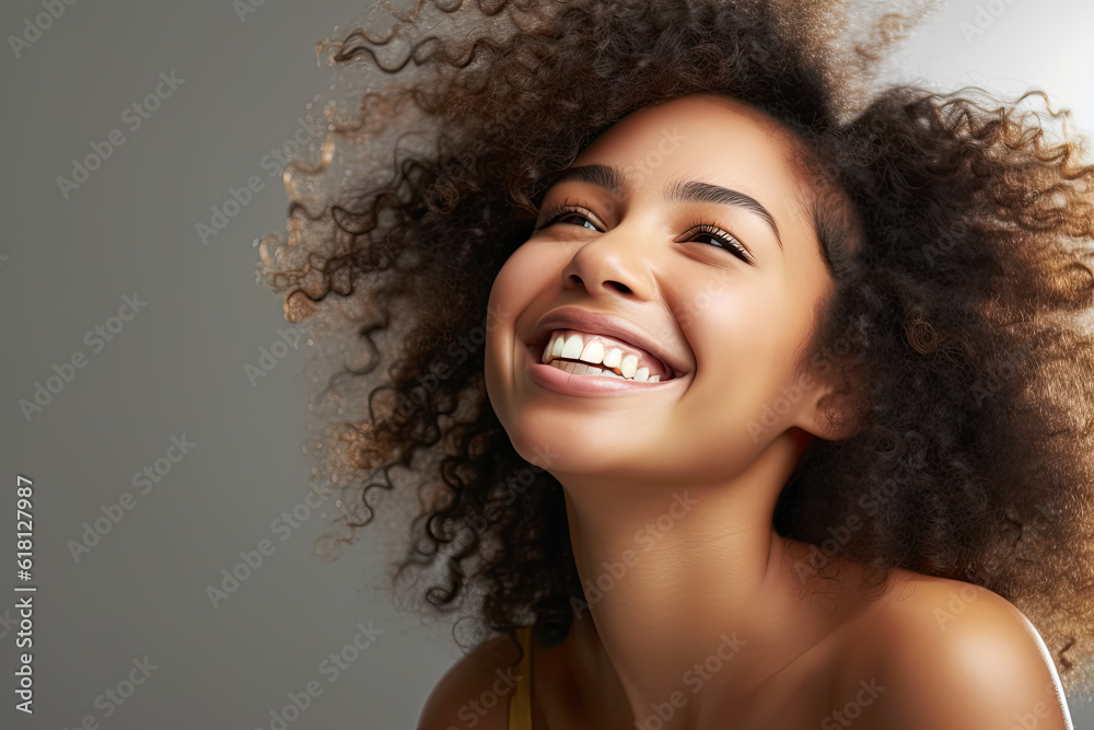 Beauty portrait of african american woman with clean healthy skin Beauty portrait of african american woman with clean healthy skin