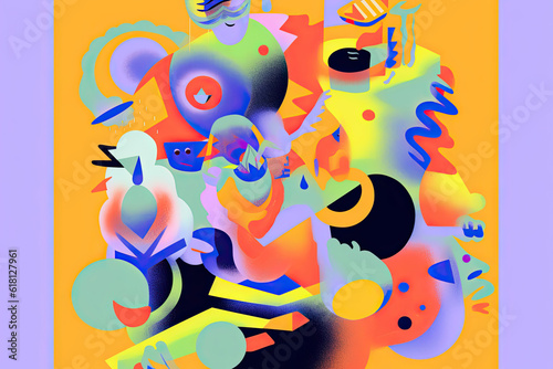 Abstract Festival poster, bright fun colours