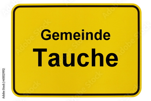 Illustration eines Ortsschildes der Gemeinde Tauche in Brandenburg