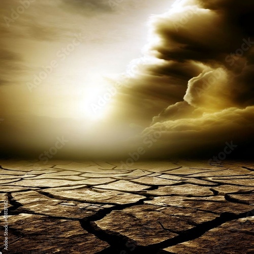 Dry soil. Extreme weather conditions due to global warming. Generative AI