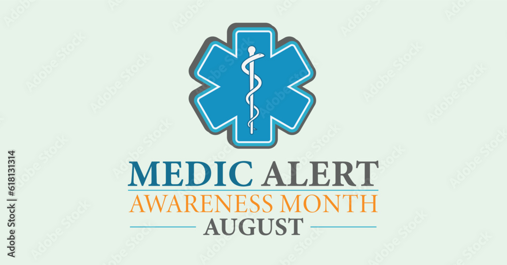 Elegant Medic Alert Awareness Month. Observed in August. Vector poster, banner. Elegant Medic Alert Awareness Month. Observed in August. Vector poster, banner.