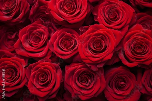 Red roses background. Valentines Day background. Red roses background.Generative ai