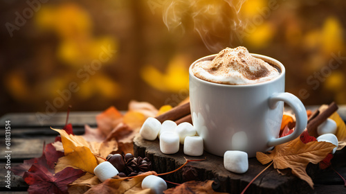 Tablou canvas cup of hot chocolate with marshmallows