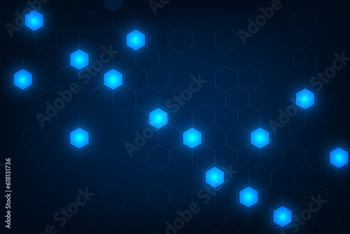 Vector hexagones geometric abstract blue light bacground. © Mooam