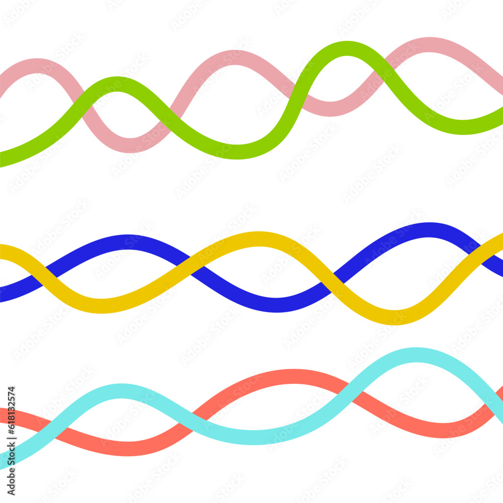 Abstract wavy colorful lines background. For wall decoration, print, packaging or postcard. Vector illustration, flat design