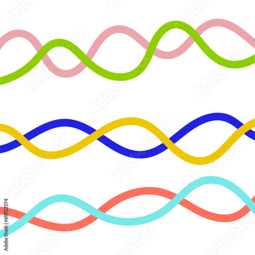 Abstract wavy colorful lines background. For wall decoration, print, packaging or postcard. Vector illustration, flat design