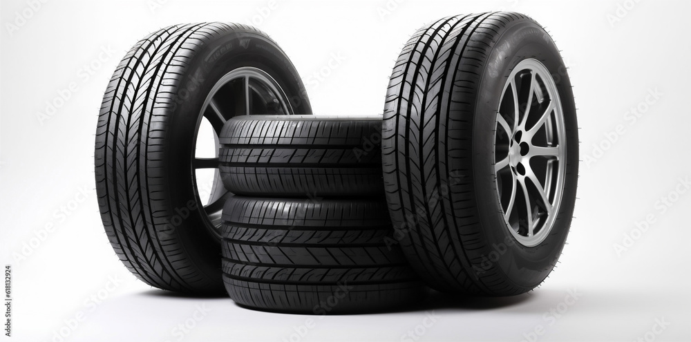 auto object background tire tyre automobile car wheel isolated shop rubber. Generative AI.