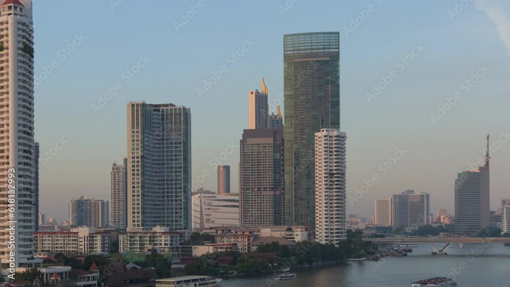 sunset on the Chao Phraya River in the city of Bangkok, Thailand sunset on the Chao Phraya River in the city of Bangkok, Thailand