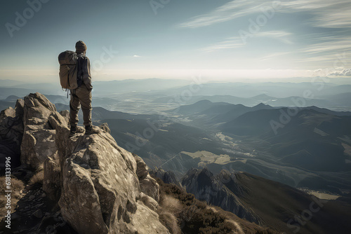 Hiker on Top of the Mountain: A Journey to Elevation © Soroosh