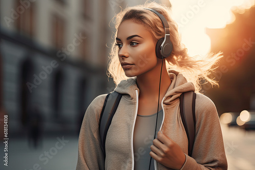 Shot of an attractive young woman with headphones