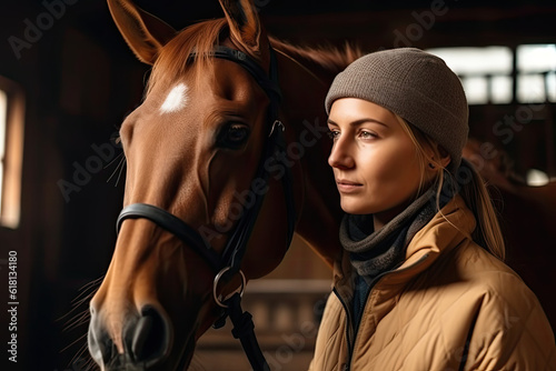 The girl with the brown horse