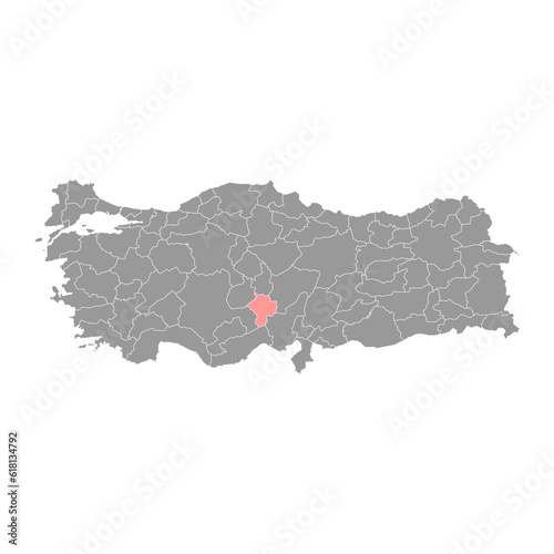 Nigde province map  administrative divisions of Turkey. Vector illustration.